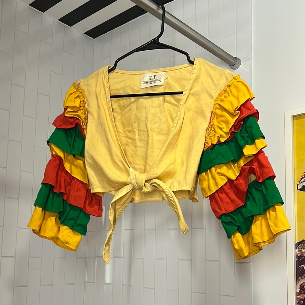Fashion Brand Company Penelope Gazin Ruffle tie top tag